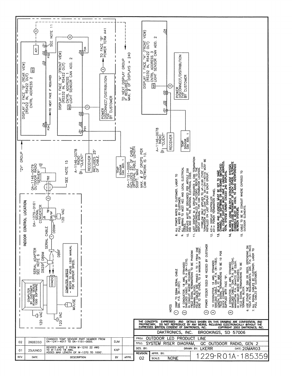 Drawing a-185359 | Daktronics AF-3150-20-R,A User Manual | Page 74 / 88