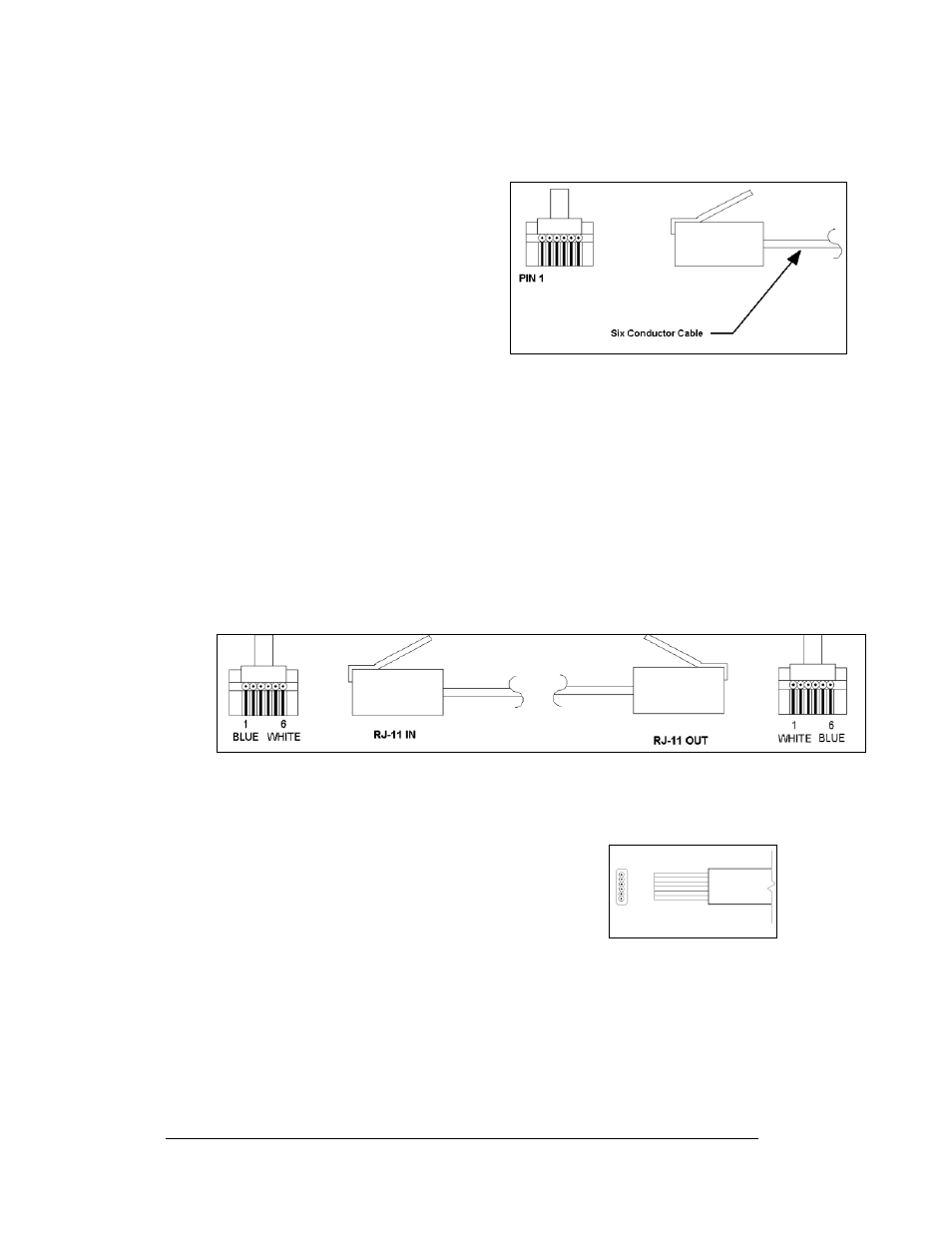 Rj connector cables, Installing an rj connector, Rj connector cables -4 | Installing an rj connector -4, Figure 15: 6-conductor rj11 connector and cable -4, Figure 16: flipped cable with rj connectors -4, Figure 17: wire with outer jacket stripped -4, 3 rj connector cables | Daktronics AF-3160-34-R,A User Manual | Page 22 / 90