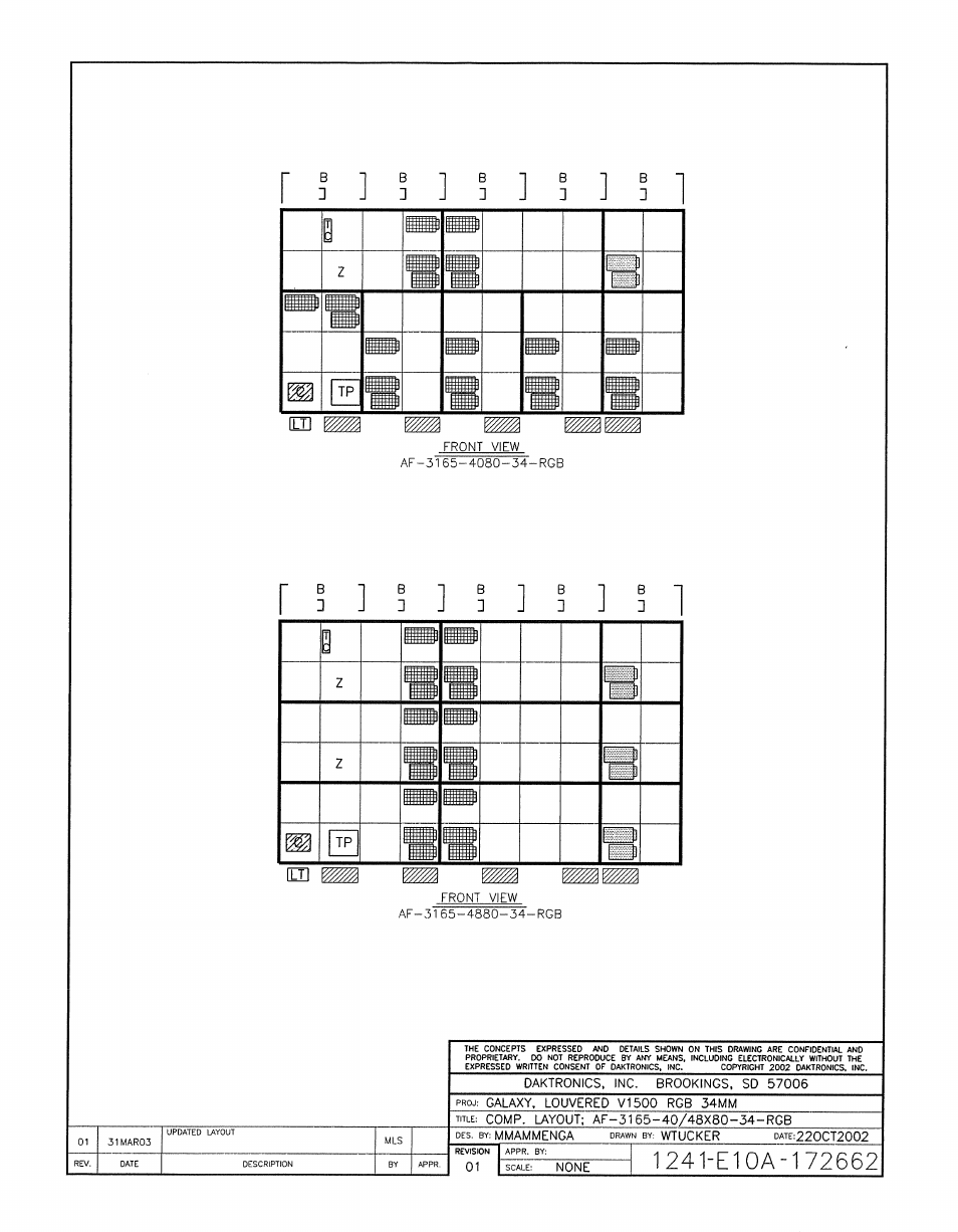 Drawing a-172662 | Daktronics AF-3165-34-RGB User Manual | Page 71 / 97