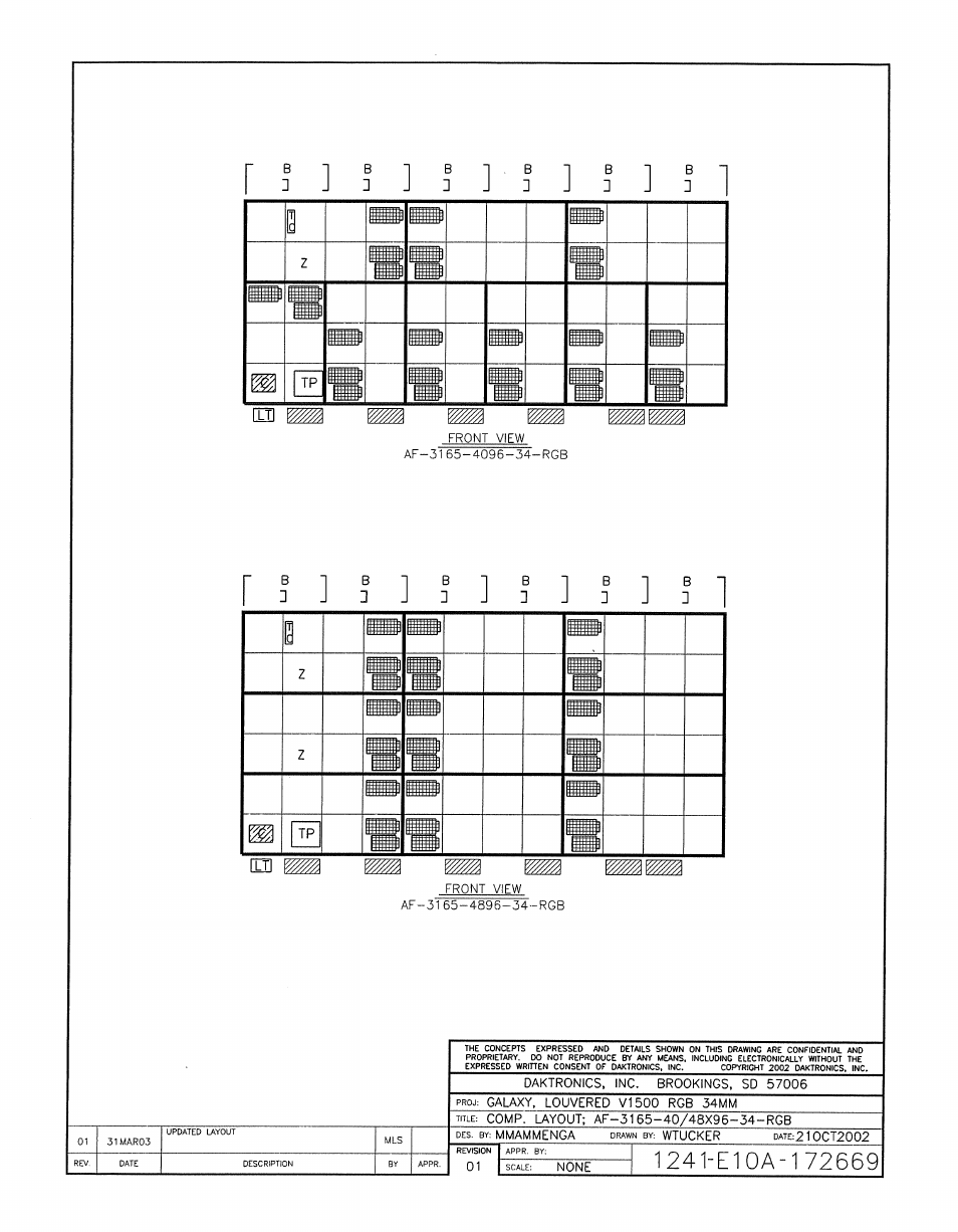 Drawing a-172669 | Daktronics AF-3165-34-RGB User Manual | Page 73 / 97