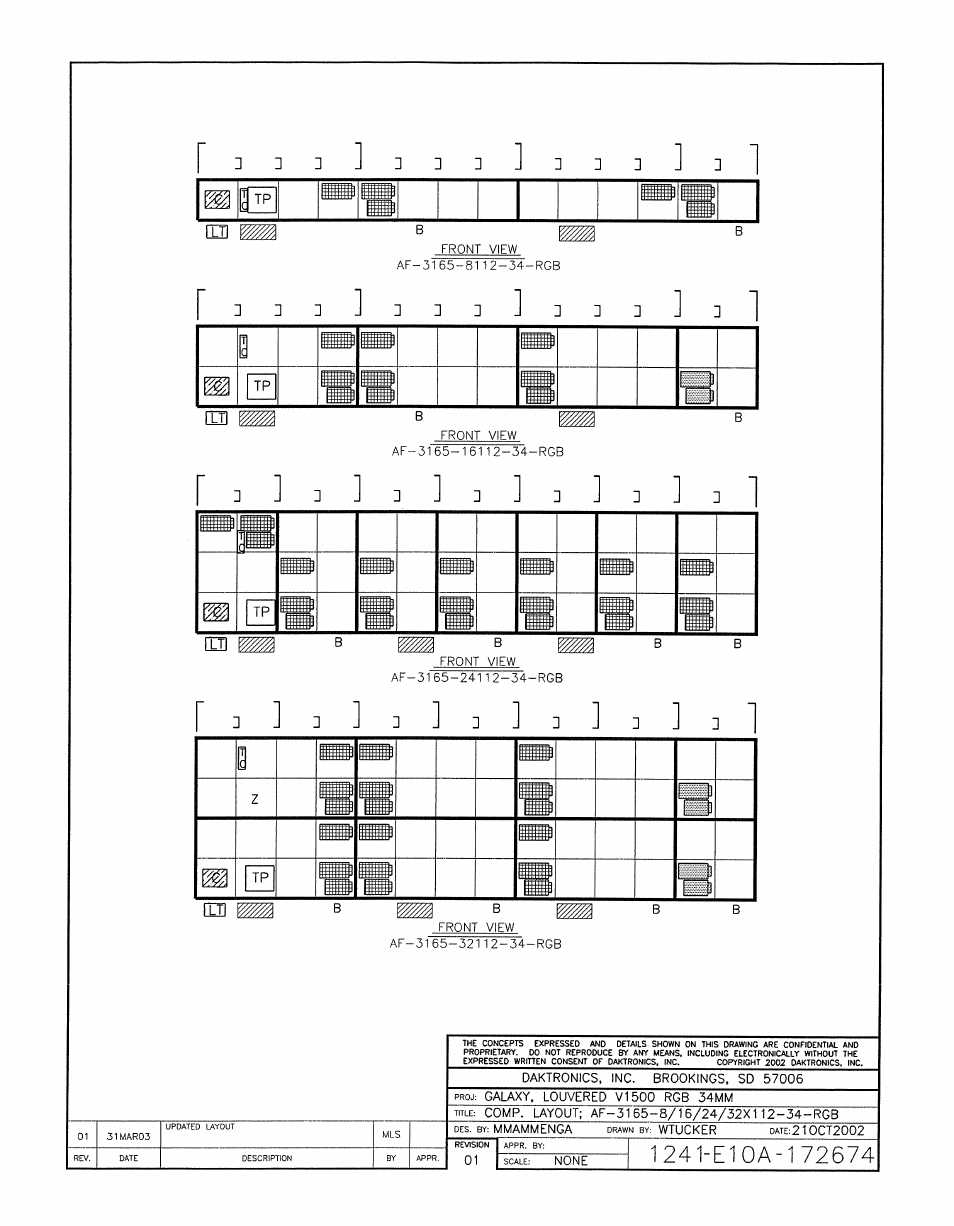 Drawing a-172674 | Daktronics AF-3165-34-RGB User Manual | Page 74 / 97