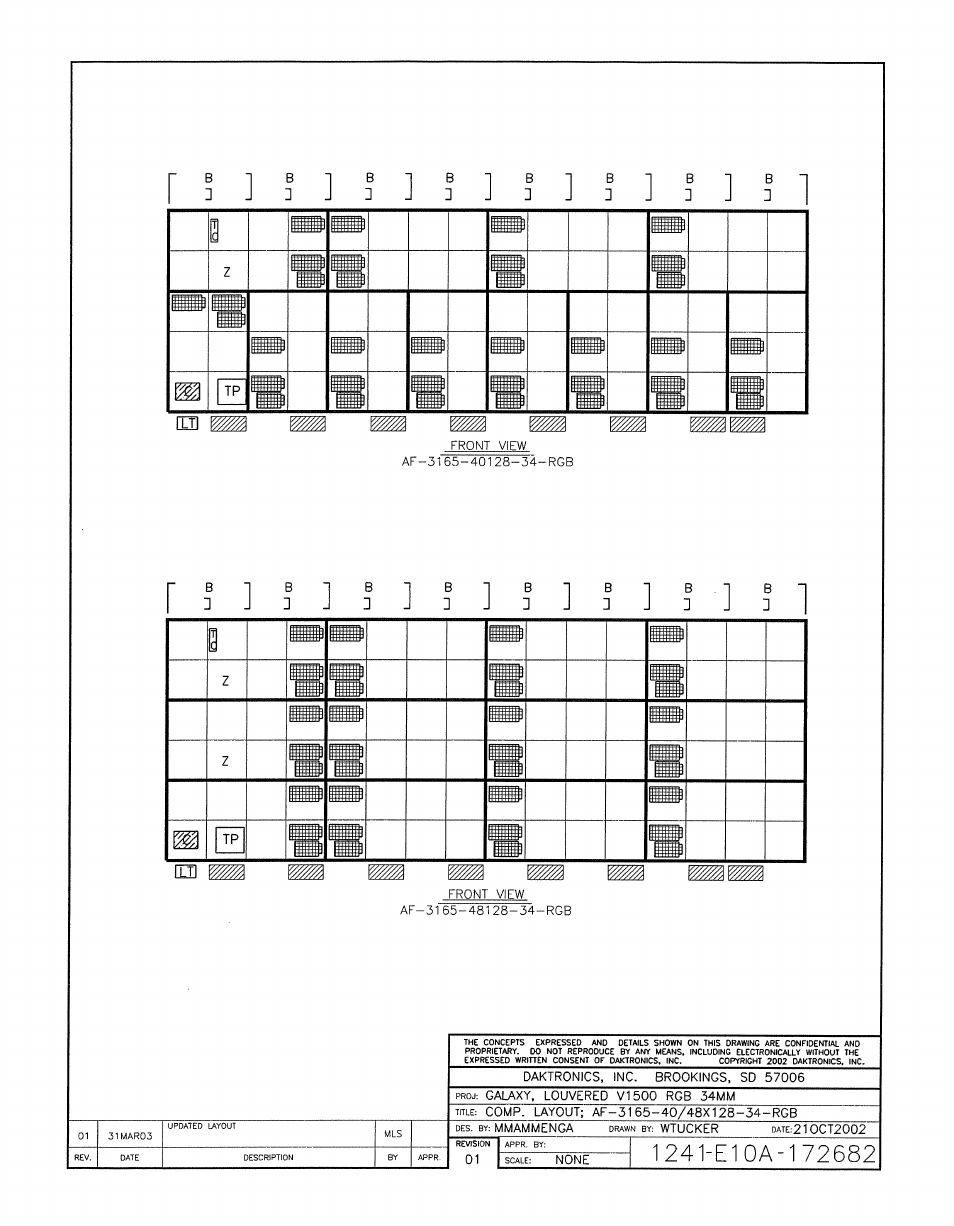 Drawing a-172682 | Daktronics AF-3165-34-RGB User Manual | Page 77 / 97