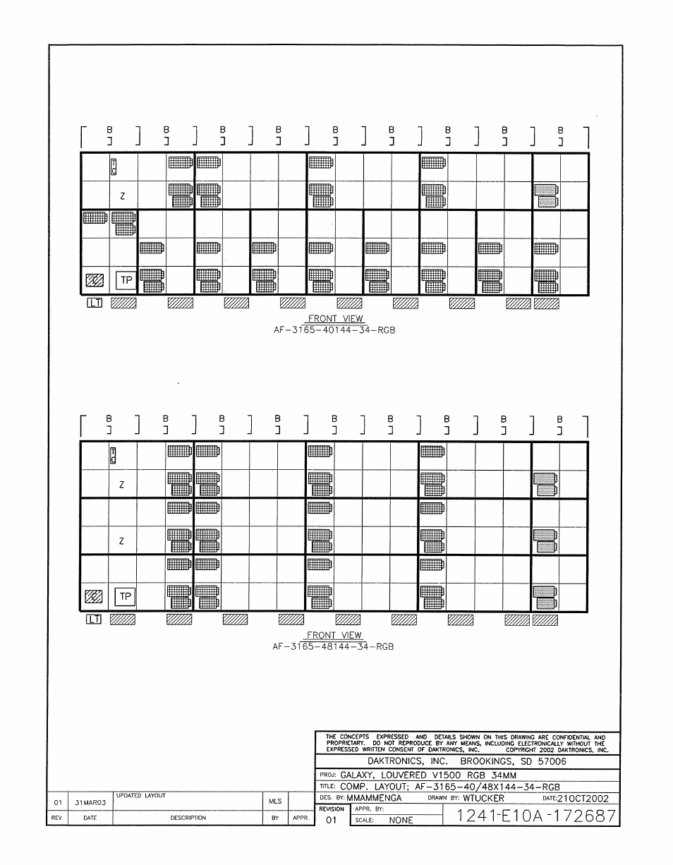Drawing a-172687 | Daktronics AF-3165-34-RGB User Manual | Page 79 / 97