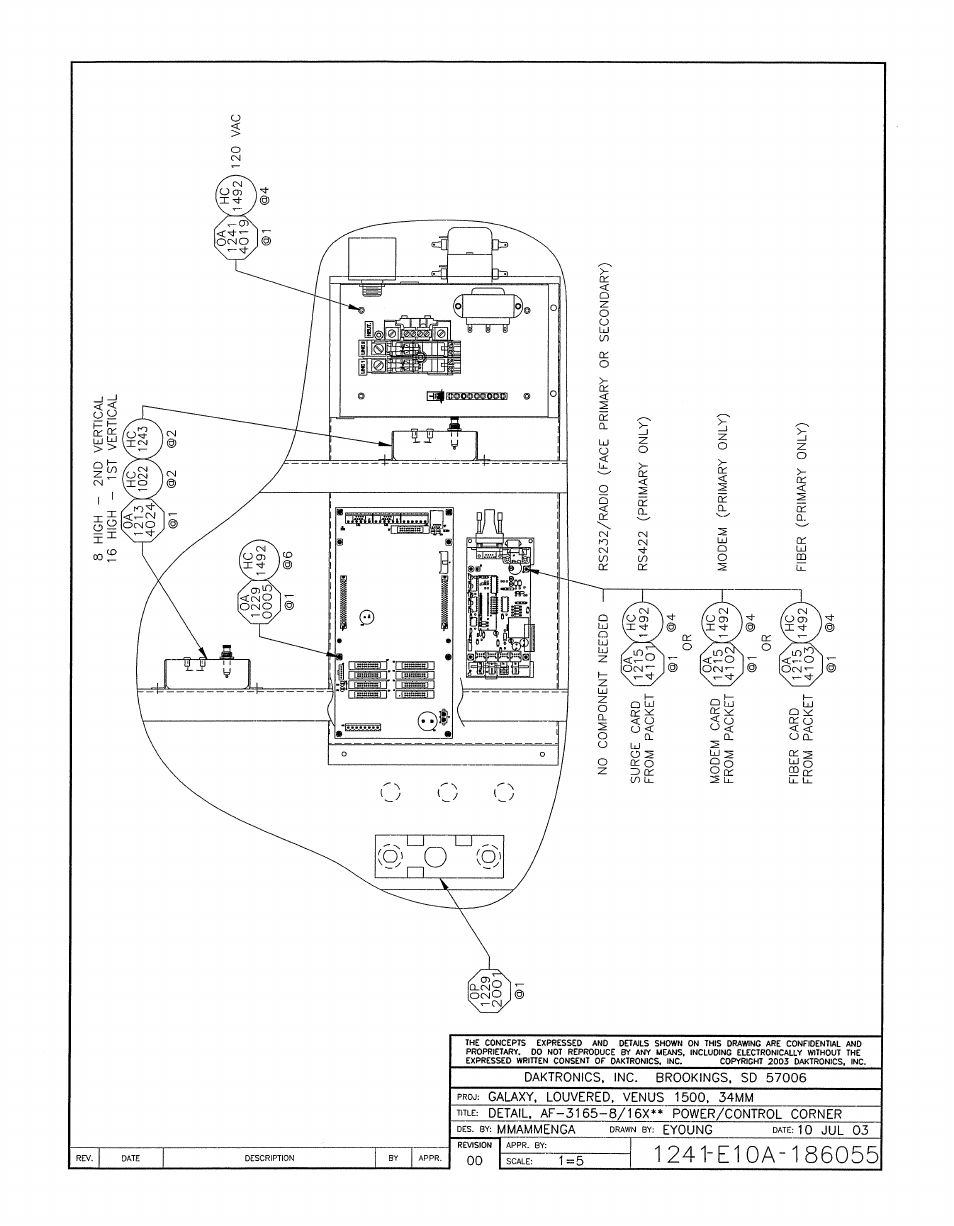 Drawing a-186055 | Daktronics AF-3165-34-RGB User Manual | Page 88 / 97