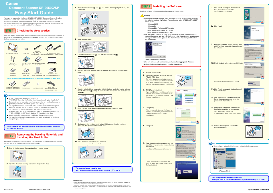 Canon DR-2050C/SP User Manual | 2 pages