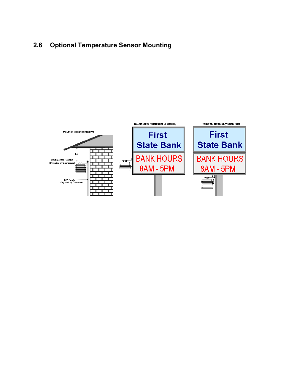 Optional temperature sensor mounting, Figure 7: temperature sensor mounting, 6 optional temperature sensor mounting | Daktronics AF-3165-34-RGB User Manual | Page 14 / 85