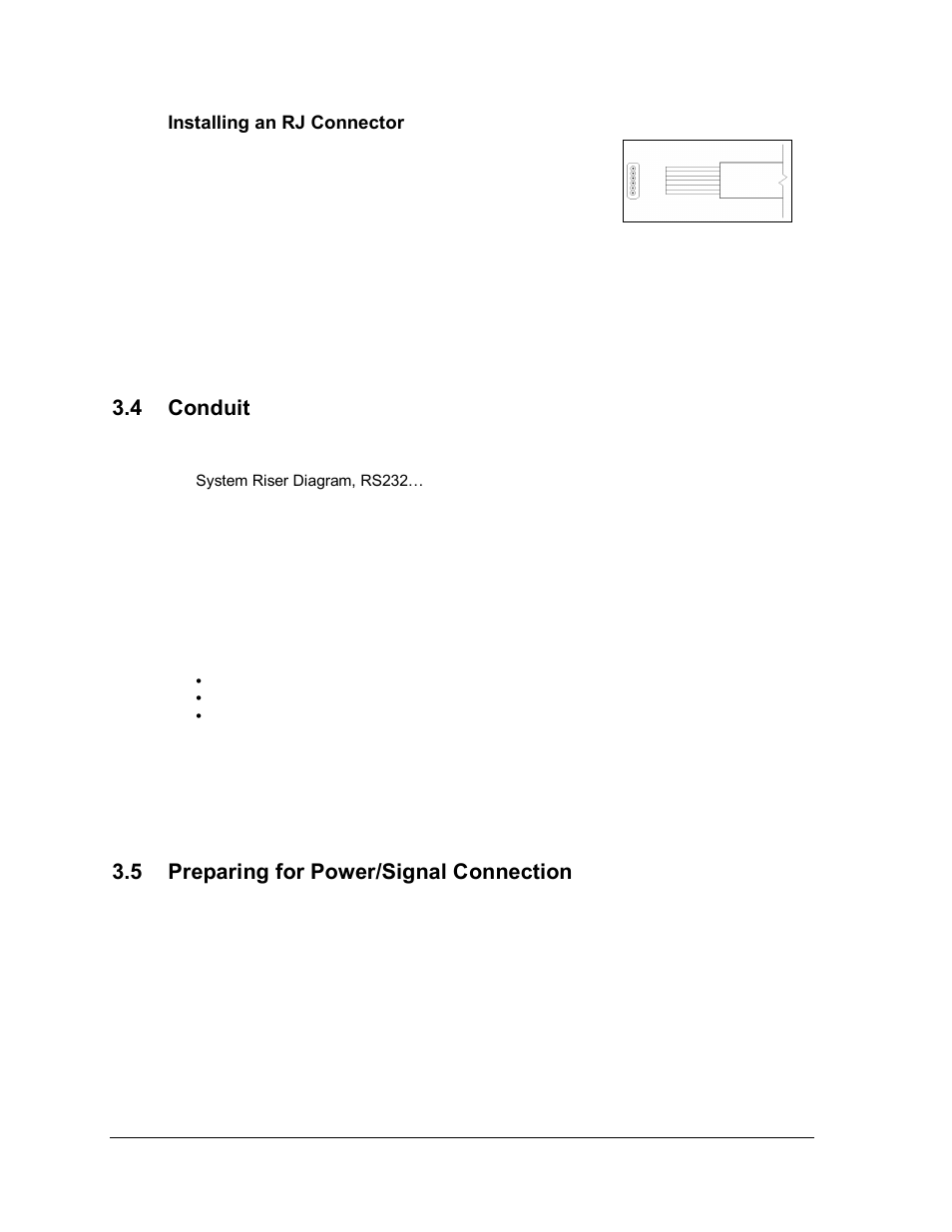 Installing an rj connector, Conduit, Preparing for power/signal connection | Figure 15: wire with outer jacket stripped, 4 conduit, 5 preparing for power/signal connection | Daktronics AF-3165-34-RGB User Manual | Page 18 / 85