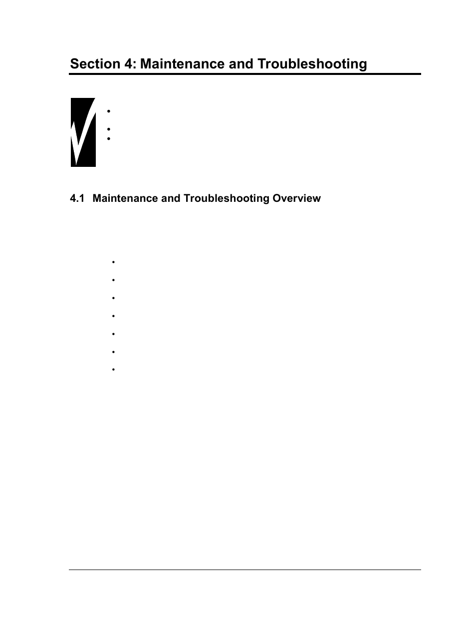 Section 4, Maintenance and troubleshooting, Maintenance and troubleshooting overview | 1 maintenance and troubleshooting overview | Daktronics AF-3165-34-RGB User Manual | Page 35 / 85