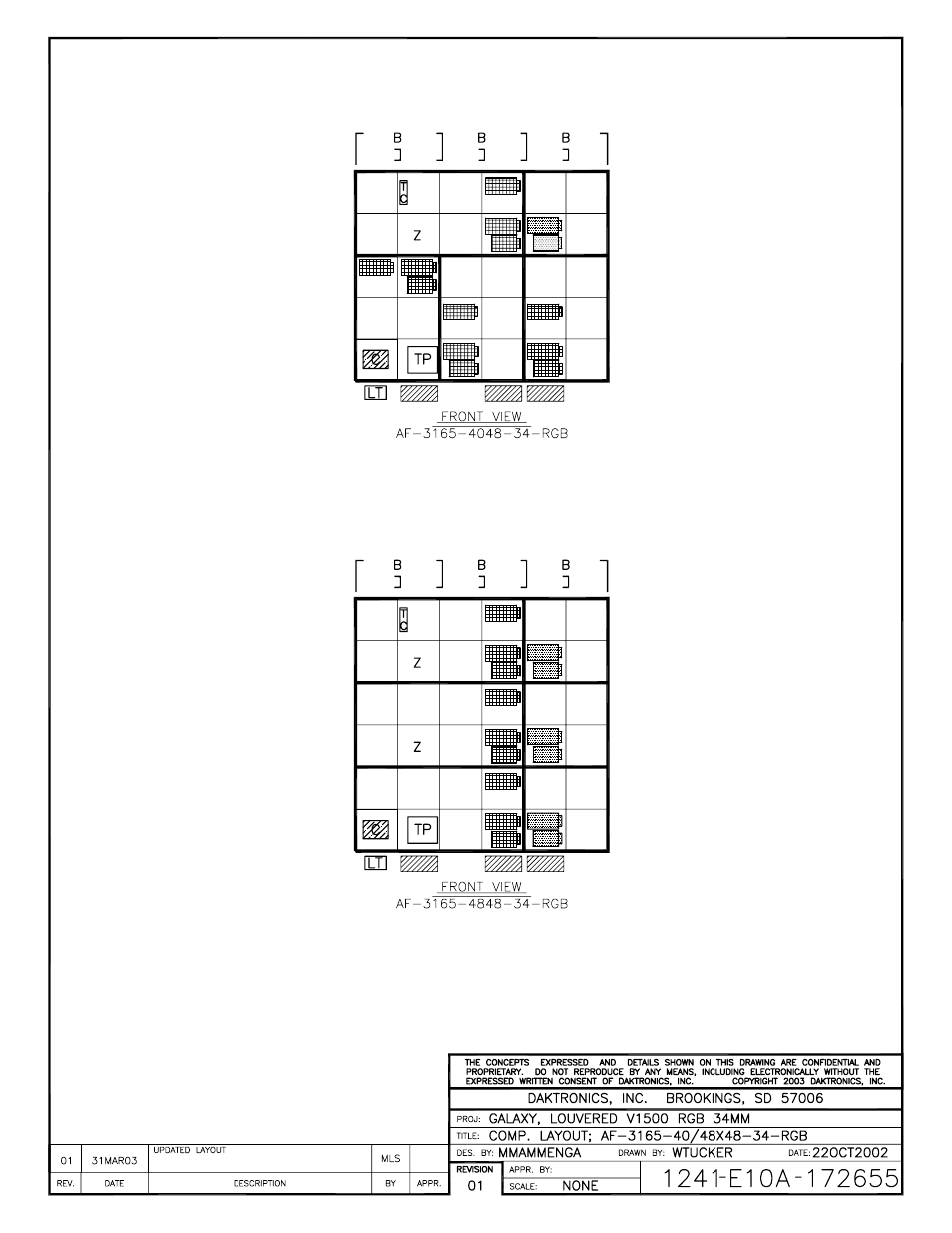Drawing a-172655 | Daktronics AF-3165-34-RGB User Manual | Page 61 / 85