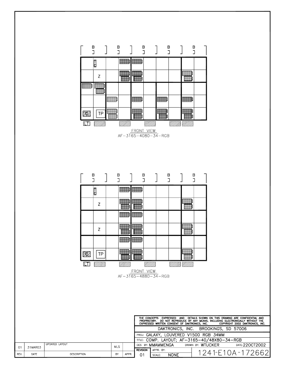 Drawing a-172662 | Daktronics AF-3165-34-RGB User Manual | Page 65 / 85