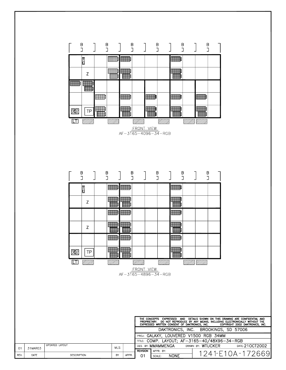 Drawing a-172669 | Daktronics AF-3165-34-RGB User Manual | Page 67 / 85