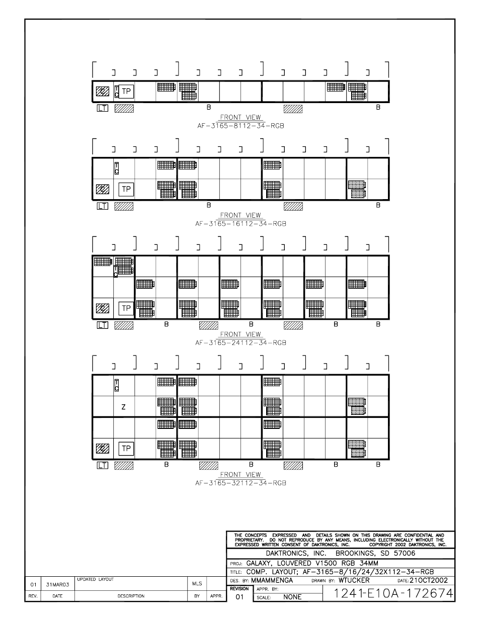 Drawing a-172674 | Daktronics AF-3165-34-RGB User Manual | Page 68 / 85