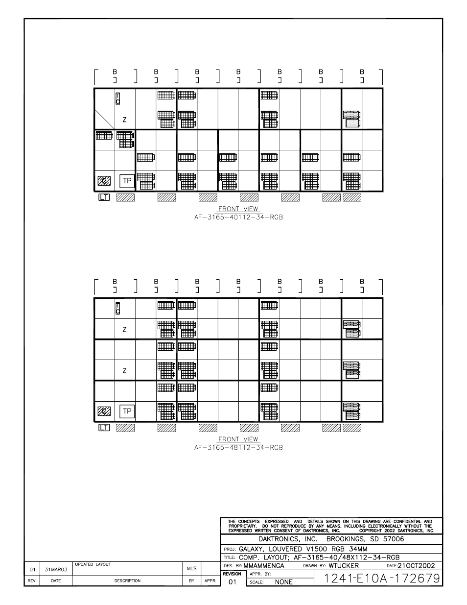 Drawing a-172679 | Daktronics AF-3165-34-RGB User Manual | Page 69 / 85