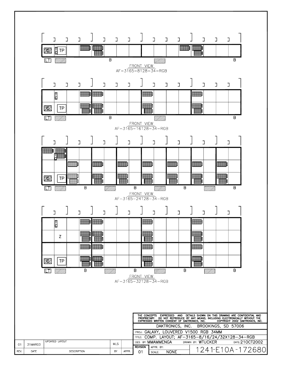 Drawing a-172680 | Daktronics AF-3165-34-RGB User Manual | Page 70 / 85