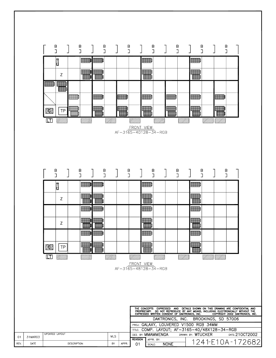 Drawing a-172682 | Daktronics AF-3165-34-RGB User Manual | Page 71 / 85