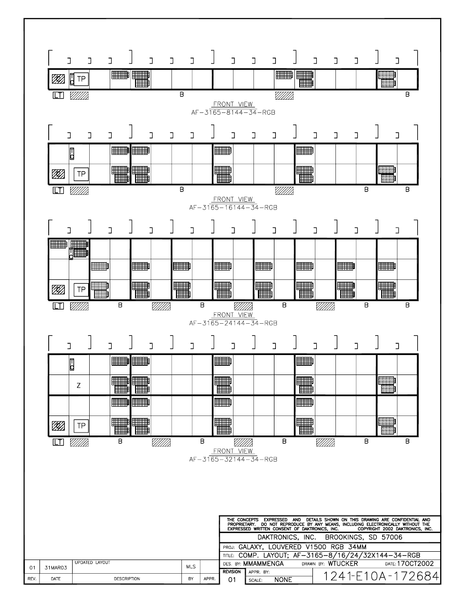 Drawing a-172684 | Daktronics AF-3165-34-RGB User Manual | Page 72 / 85