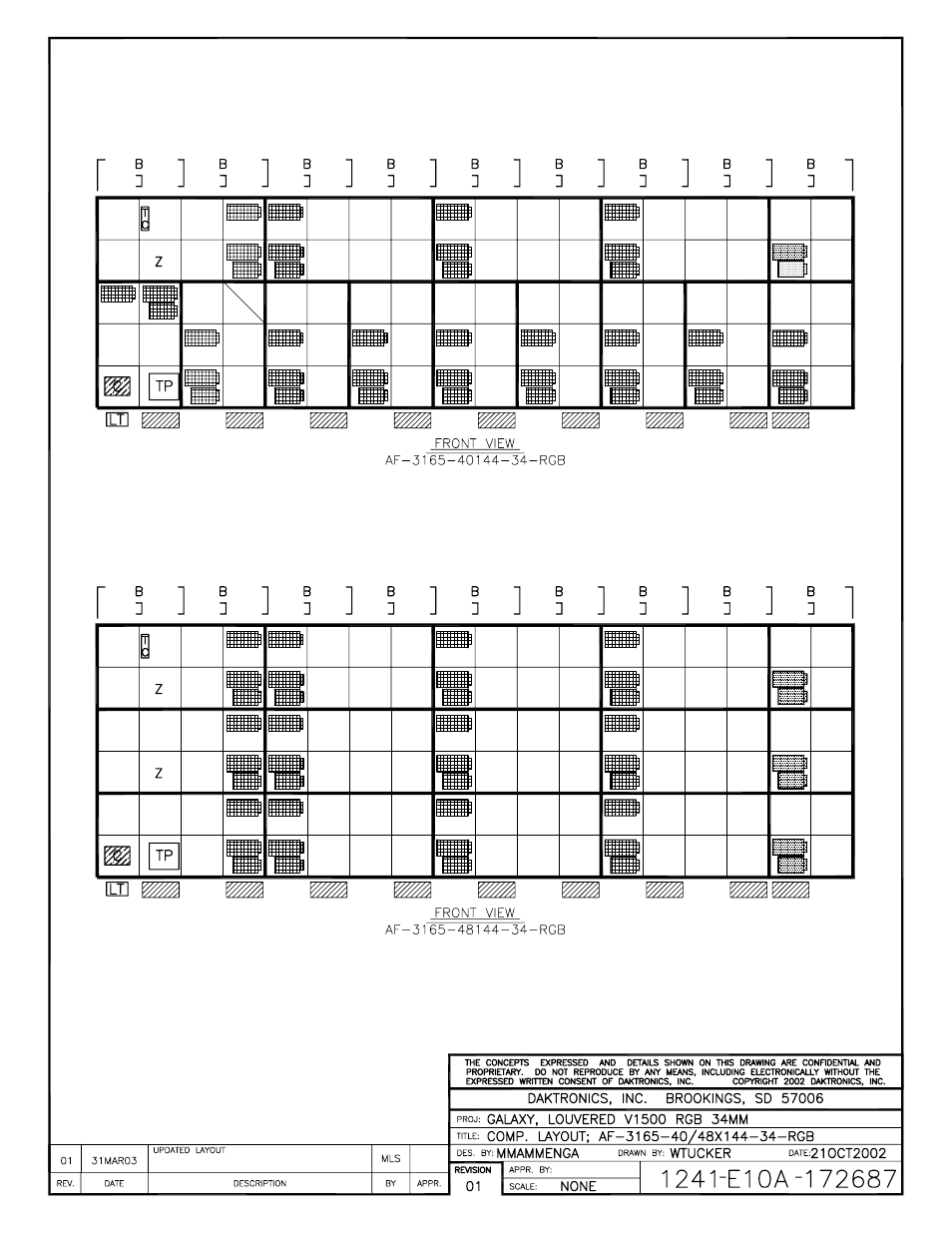 Drawing a-172687 | Daktronics AF-3165-34-RGB User Manual | Page 73 / 85