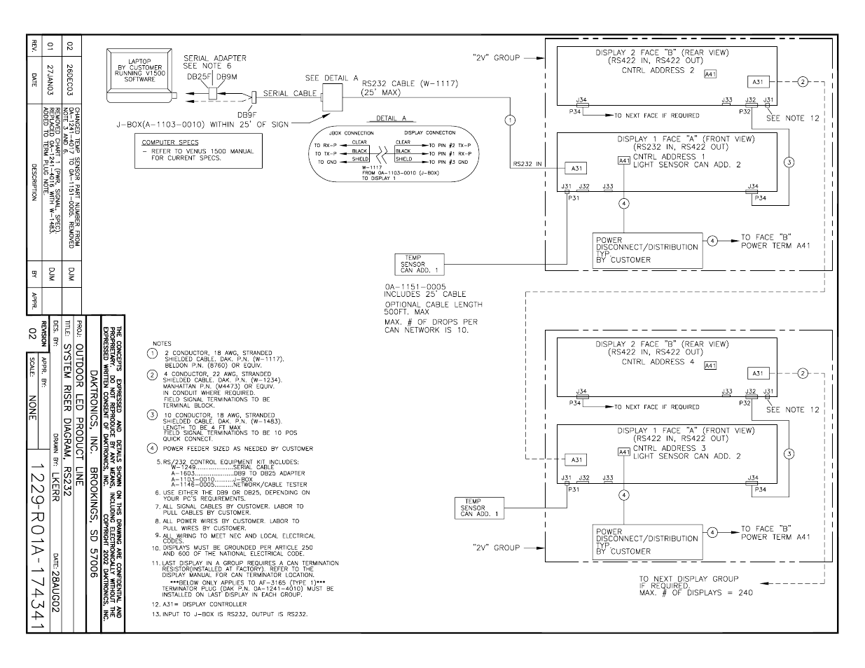Drawing a-174341 | Daktronics AF-3165-34-RGB User Manual | Page 76 / 85
