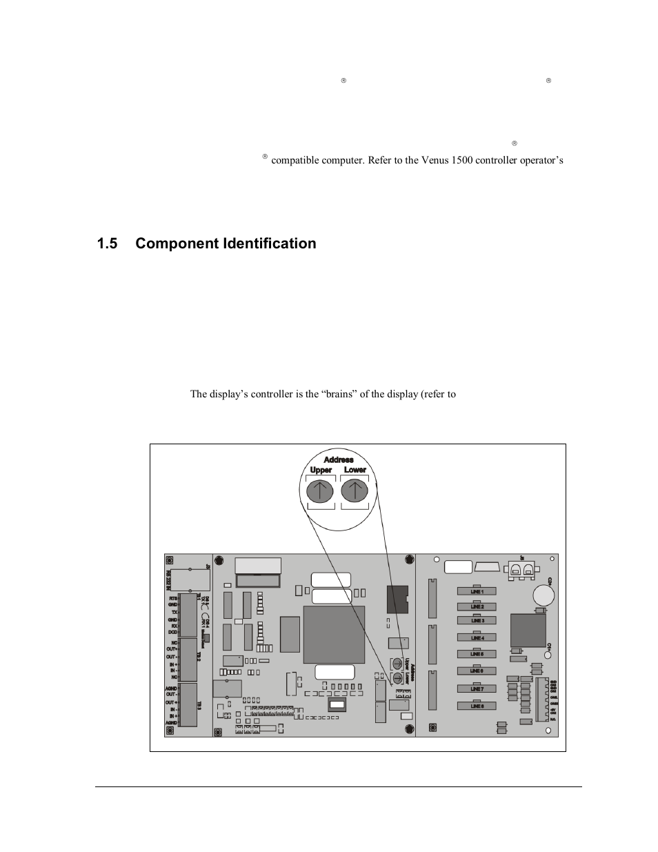 Component identification, Figure 1: version 3 controller, 5 component identification | Daktronics AF-3165-34-RGB User Manual | Page 8 / 85