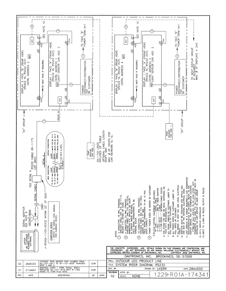 Drawing a-174341 | Daktronics AF-3180-64-R,A User Manual | Page 57 / 84