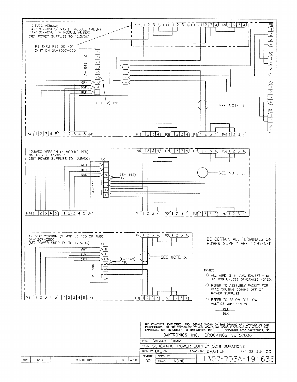 Drawing a-191636 | Daktronics AF-3180-64-R,A User Manual | Page 61 / 84