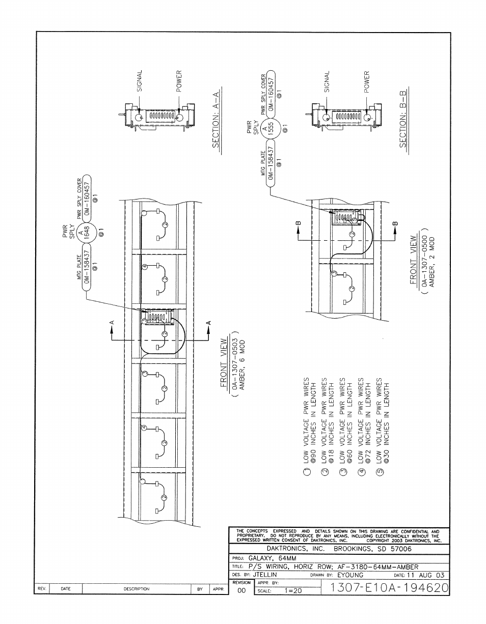 Drawing a-194620 | Daktronics AF-3180-64-R,A User Manual | Page 65 / 84