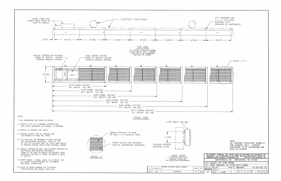 Drawing b-195926 | Daktronics AF-3180-64-R,A User Manual | Page 77 / 84