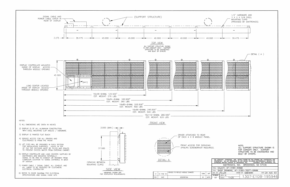 Drawing b-195946 | Daktronics AF-3180-64-R,A User Manual | Page 78 / 84