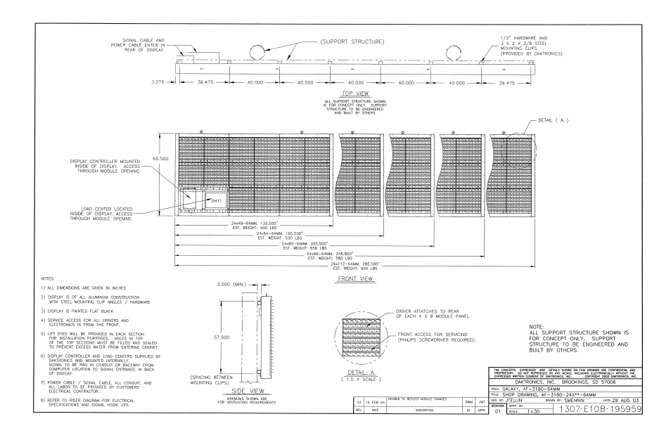 Drawing b-195959 | Daktronics AF-3180-64-R,A User Manual | Page 79 / 84