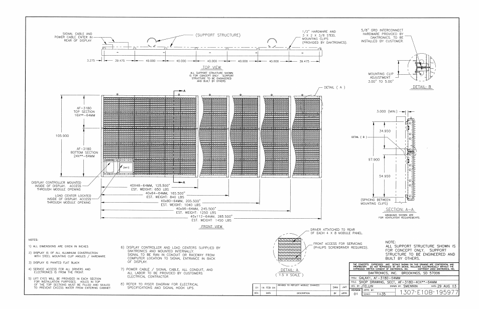 Drawing b-195977 | Daktronics AF-3180-64-R,A User Manual | Page 81 / 84