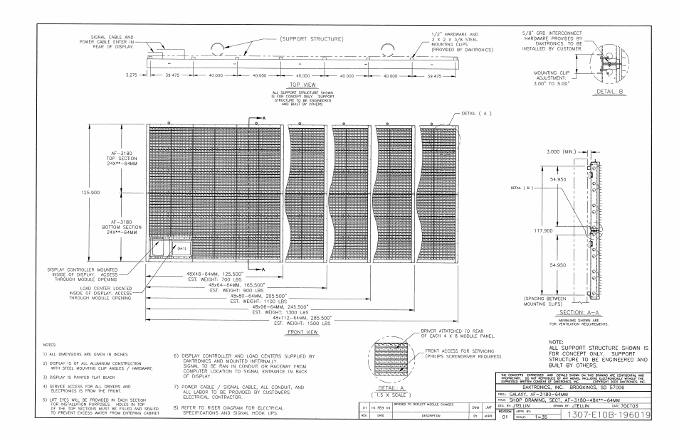 Drawing b-196019 | Daktronics AF-3180-64-R,A User Manual | Page 82 / 84