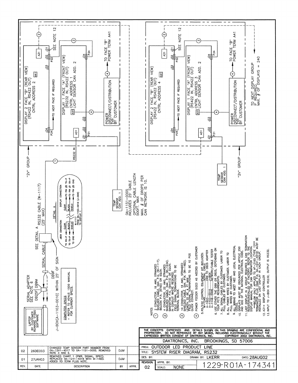 Drawing a-174341 | Daktronics AF-3197-89-RGB User Manual | Page 70 / 97