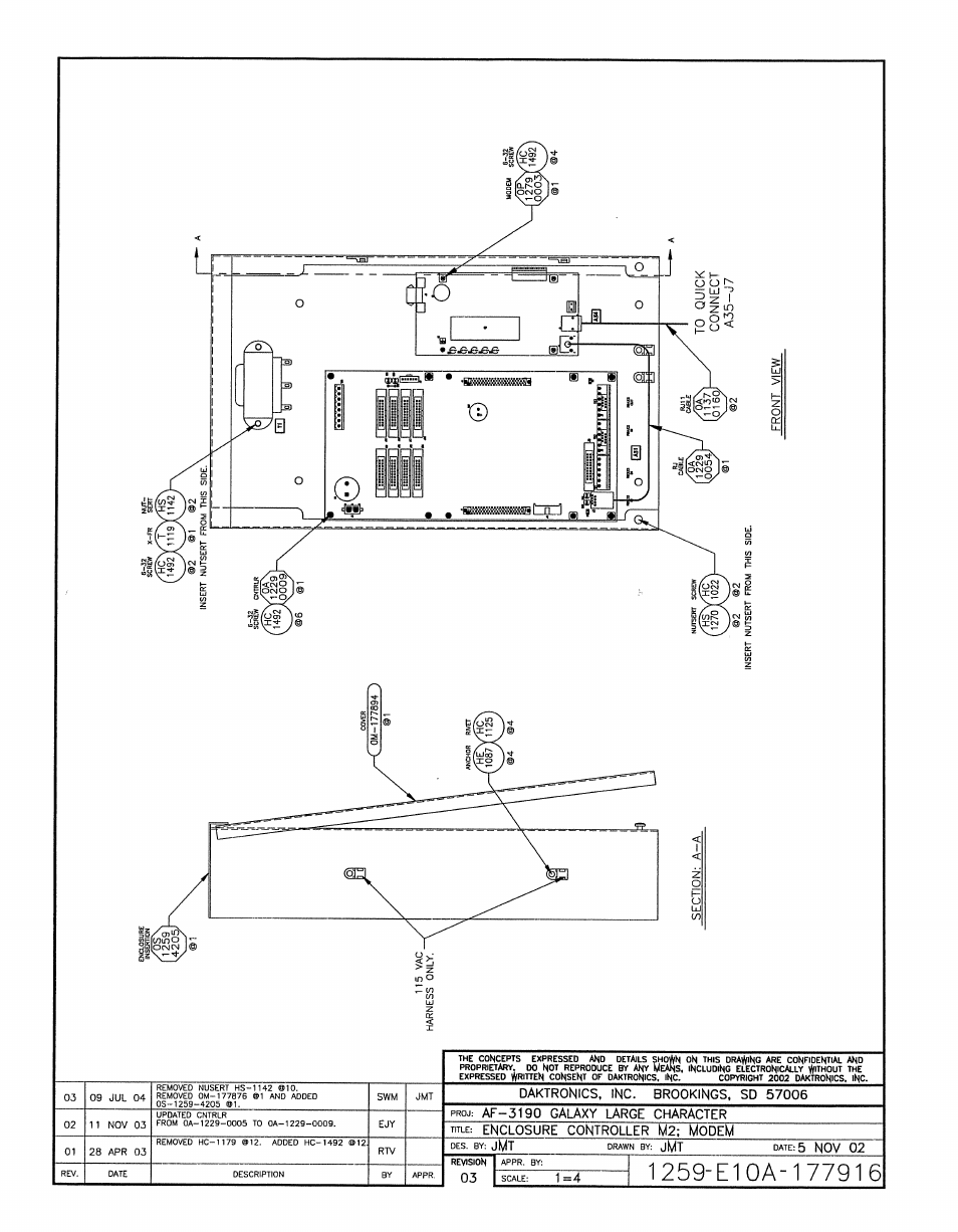 Drawing a-177916 | Daktronics AF-3197-89-RGB User Manual | Page 75 / 97