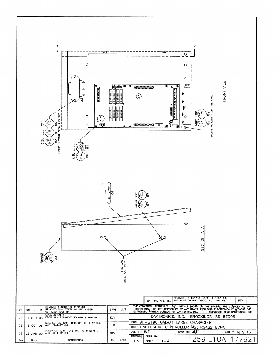 Drawing a-177921 | Daktronics AF-3197-89-RGB User Manual | Page 77 / 97