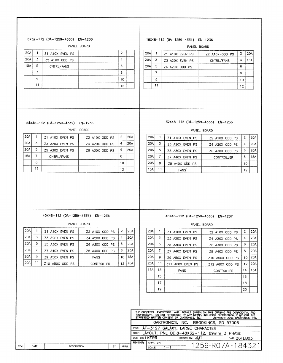 Drawing a-184321 | Daktronics AF-3197-89-RGB User Manual | Page 83 / 97