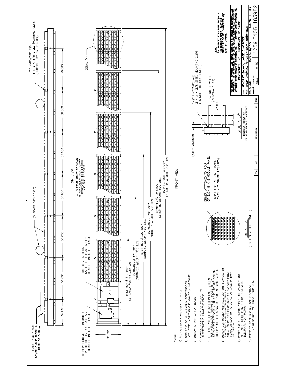 Drawing b-183982 | Daktronics AF-3197-89-RGB User Manual | Page 91 / 97