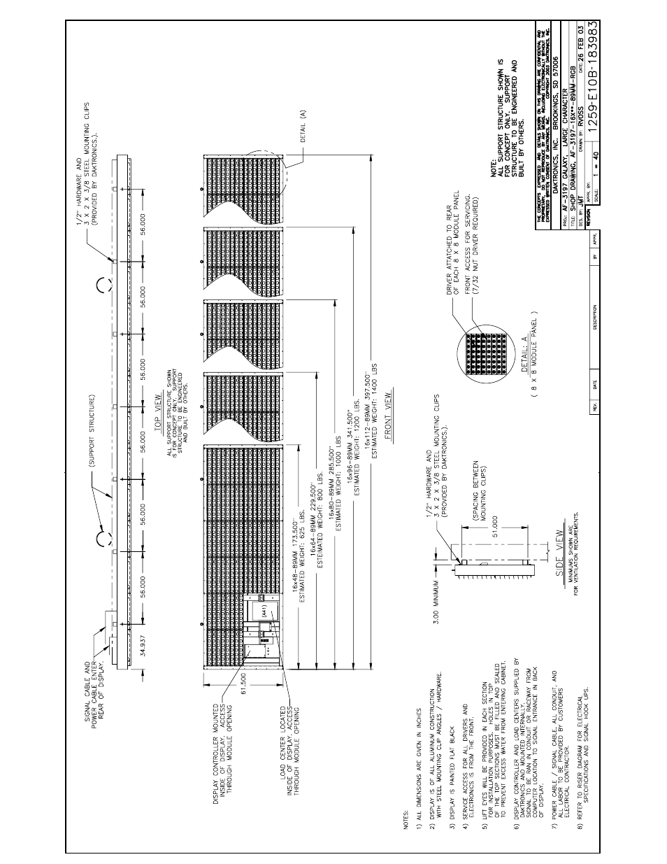 Drawing b-183983 | Daktronics AF-3197-89-RGB User Manual | Page 92 / 97