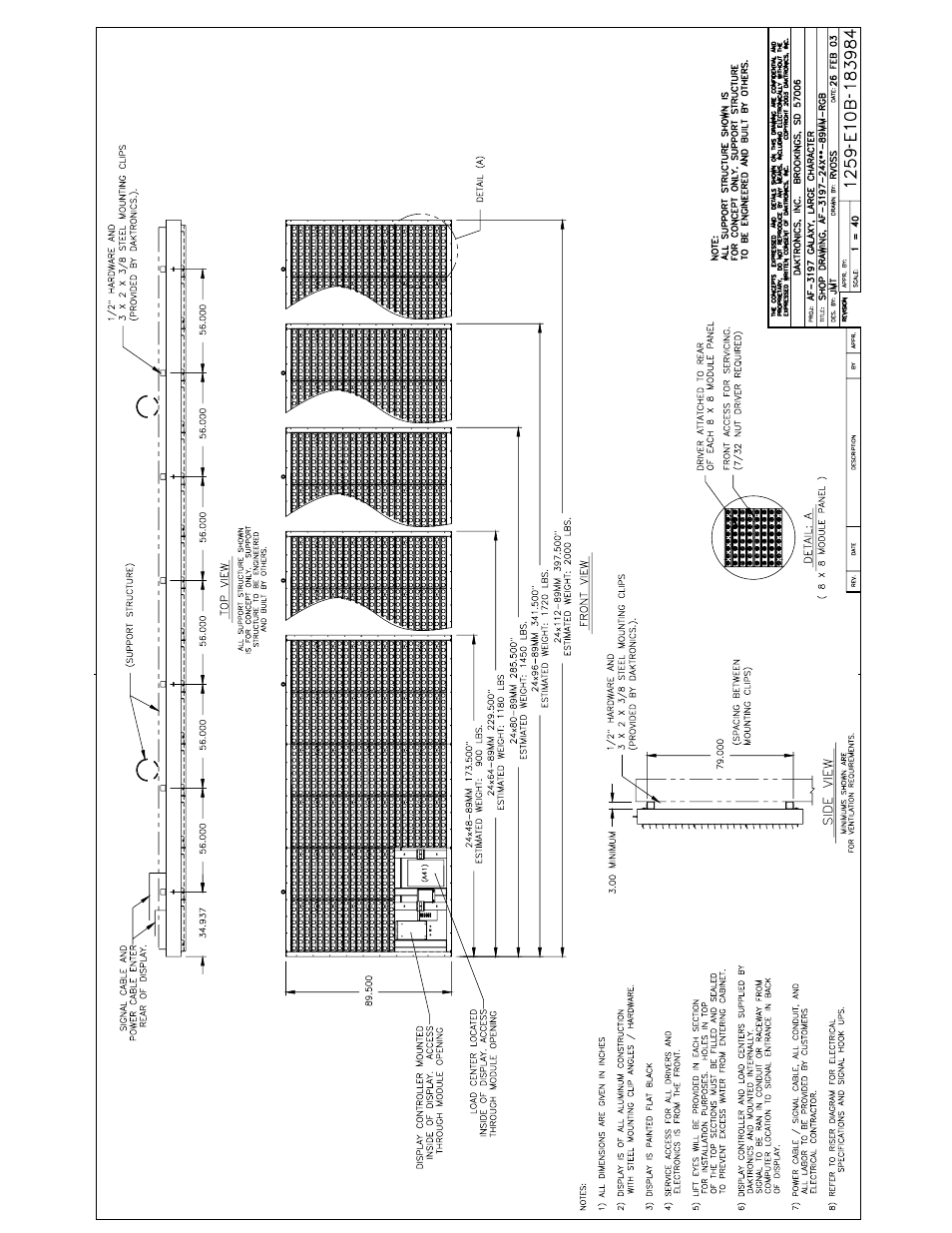 Drawing b-183984 | Daktronics AF-3197-89-RGB User Manual | Page 93 / 97