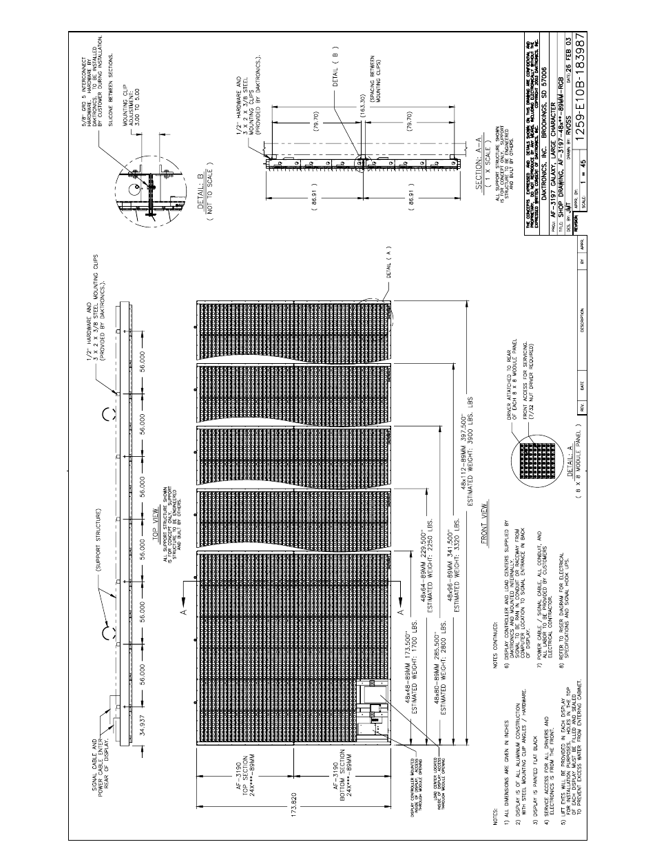 Drawing b-183987 | Daktronics AF-3197-89-RGB User Manual | Page 96 / 97