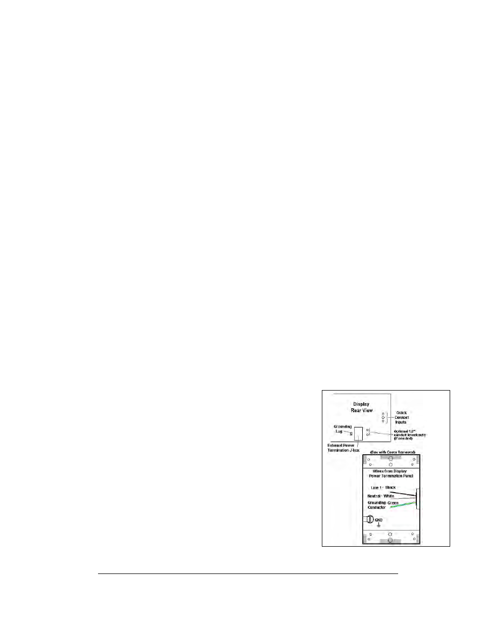 Power installation, Power connection, Power installation -5 | Power connection -5, Figure 16: connections in power termination j-box | Daktronics AF-3300-12-RGB/20-R User Manual | Page 23 / 50