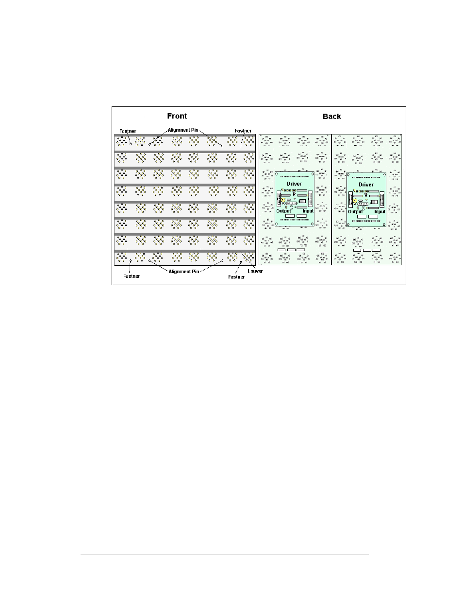 Daktronics nomenclature, Daktronics nomenclature -6, Figure 3: 8x8 amber pixel module (front and rear) | 5 daktronics nomenclature | Daktronics AF-3400-64-R,A User Manual | Page 12 / 73