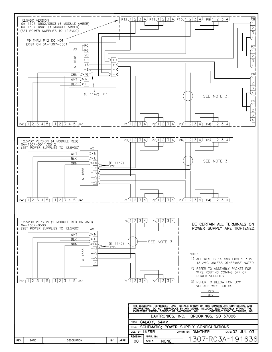 Drawing a-191636 | Daktronics AF-3400-64-R,A User Manual | Page 42 / 73