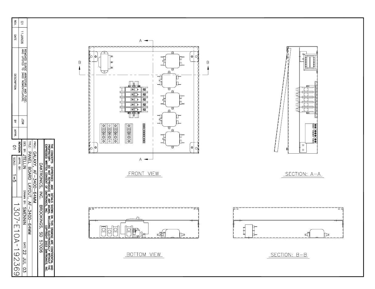 Drawing a-192369 | Daktronics AF-3400-64-R,A User Manual | Page 43 / 73