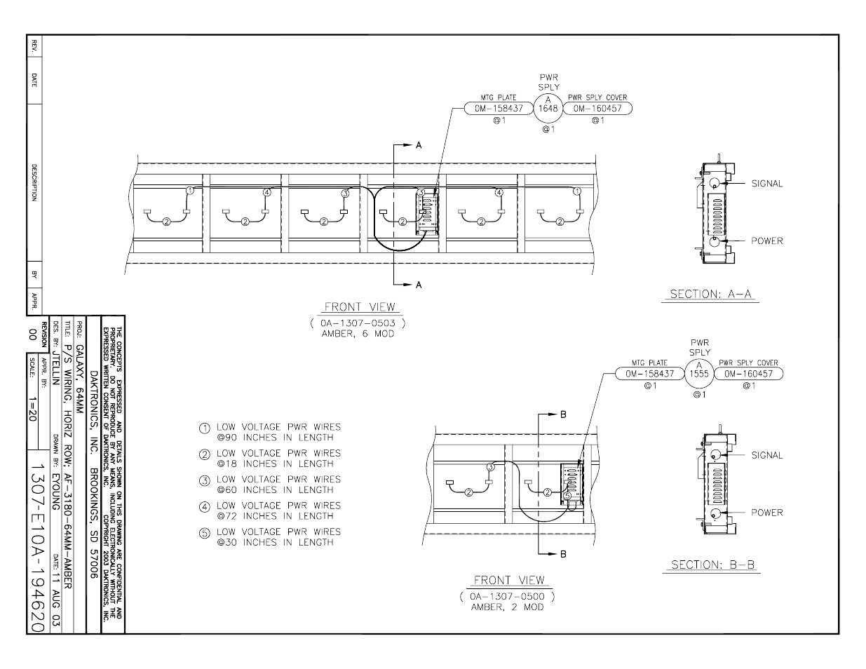 Drawing a-194620 | Daktronics AF-3400-64-R,A User Manual | Page 46 / 73