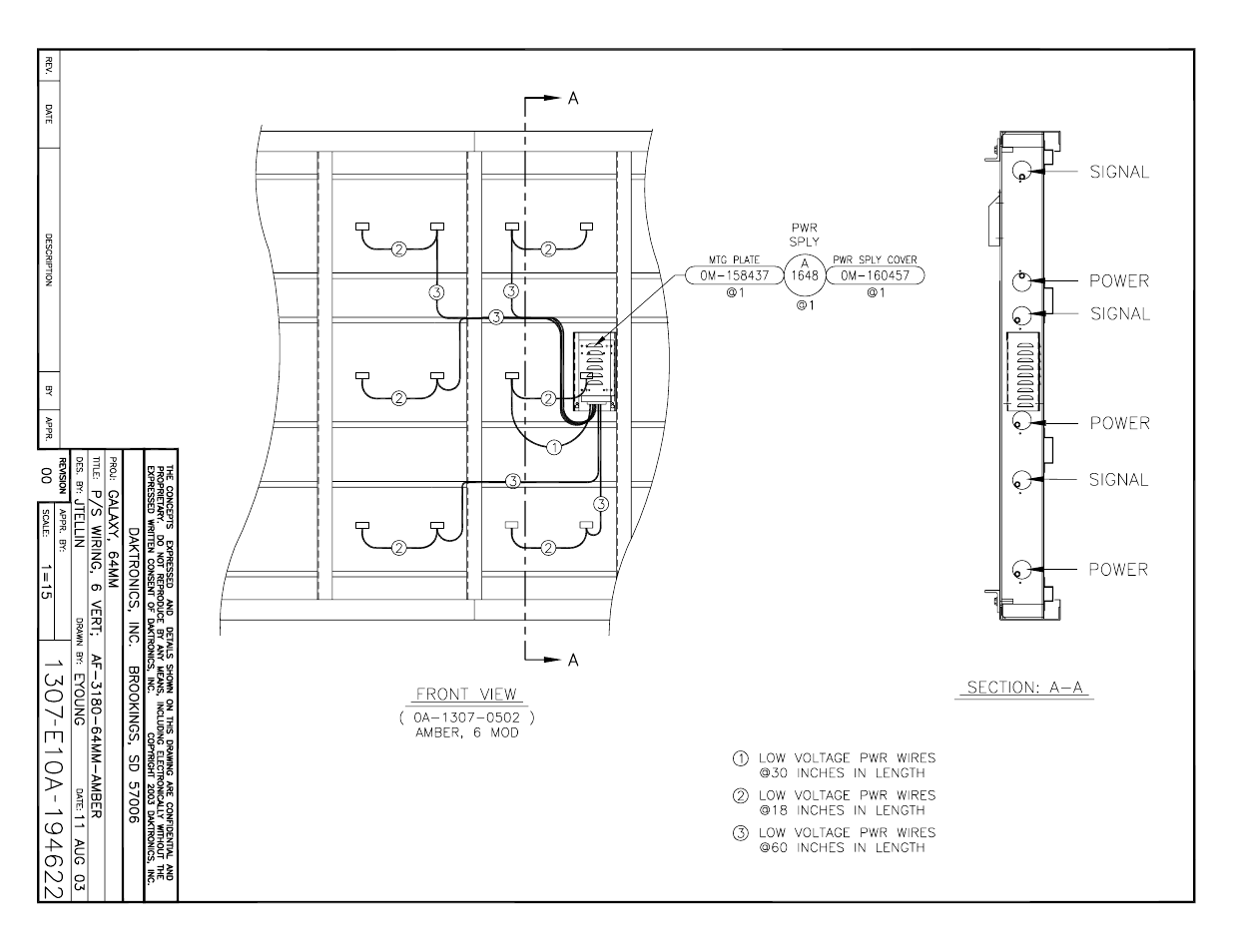 Drawing a-194622 | Daktronics AF-3400-64-R,A User Manual | Page 48 / 73