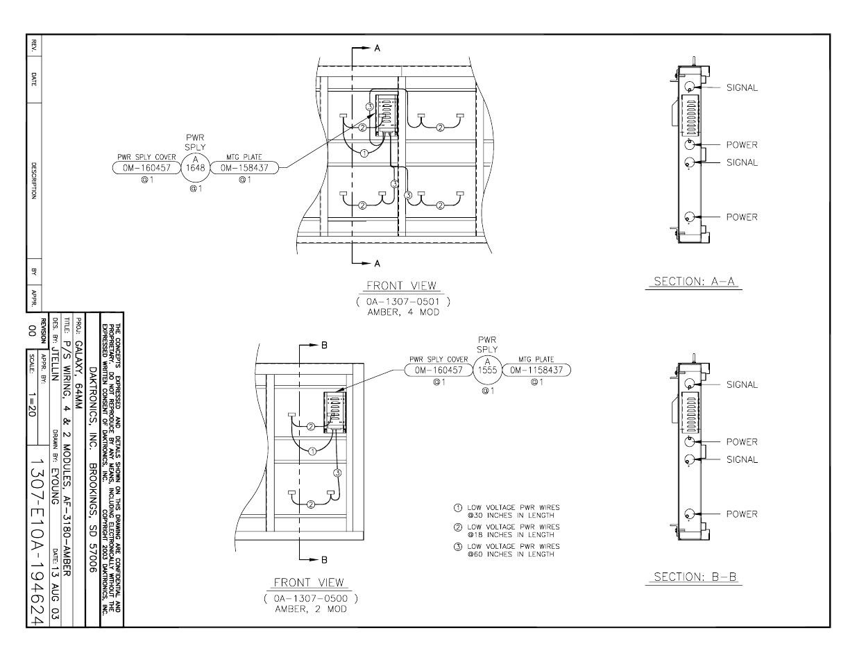 Drawing a-194624 | Daktronics AF-3400-64-R,A User Manual | Page 49 / 73
