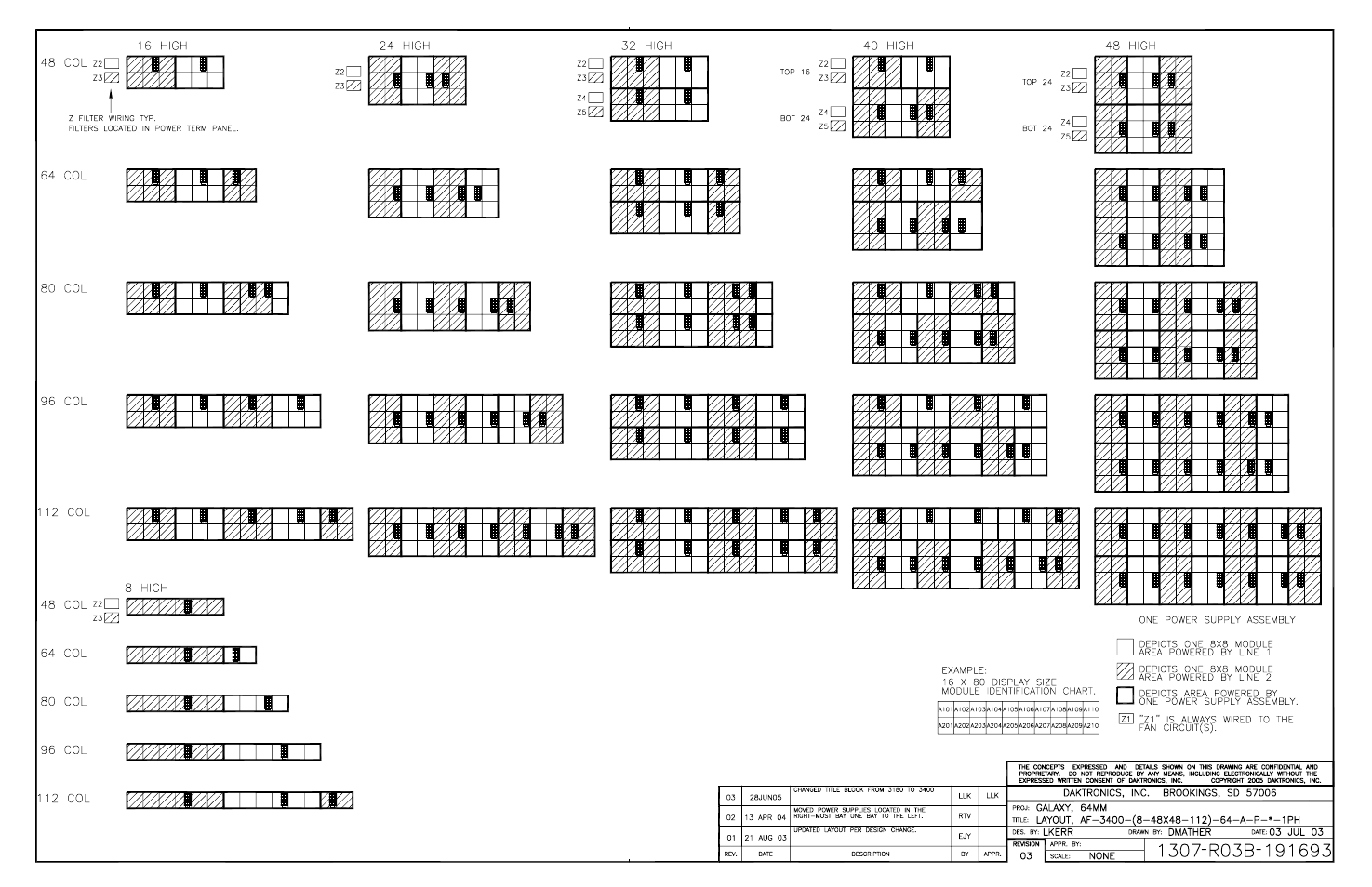 Drawing b-191693 | Daktronics AF-3400-64-R,A User Manual | Page 53 / 73