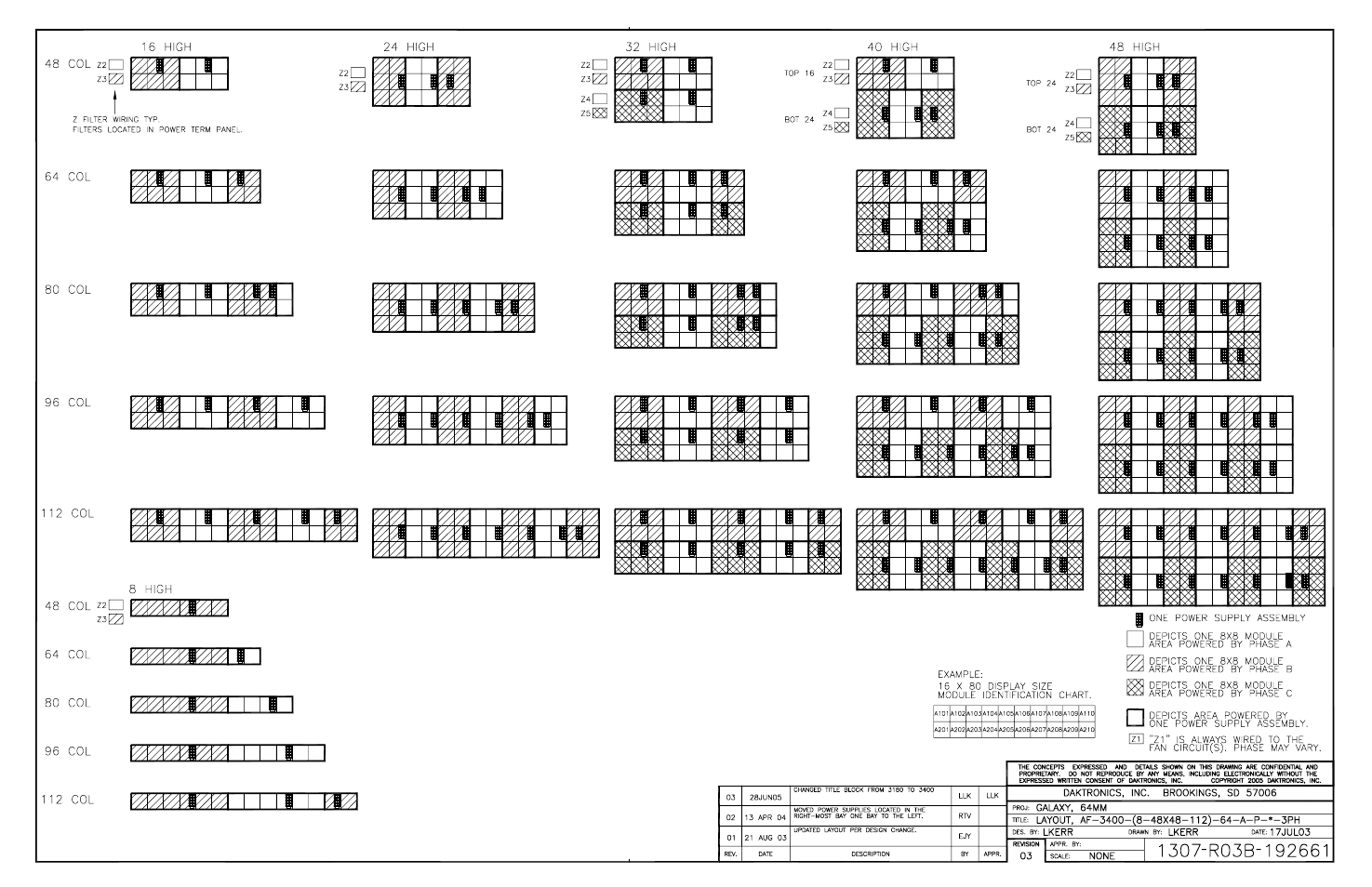 Drawing b-192661 | Daktronics AF-3400-64-R,A User Manual | Page 56 / 73