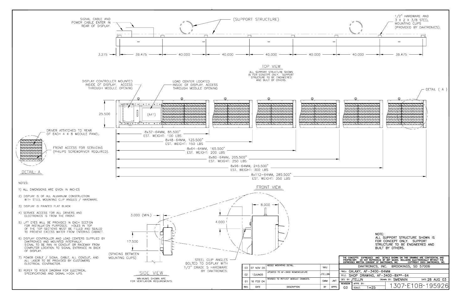 Drawing b-195926 | Daktronics AF-3400-64-R,A User Manual | Page 57 / 73