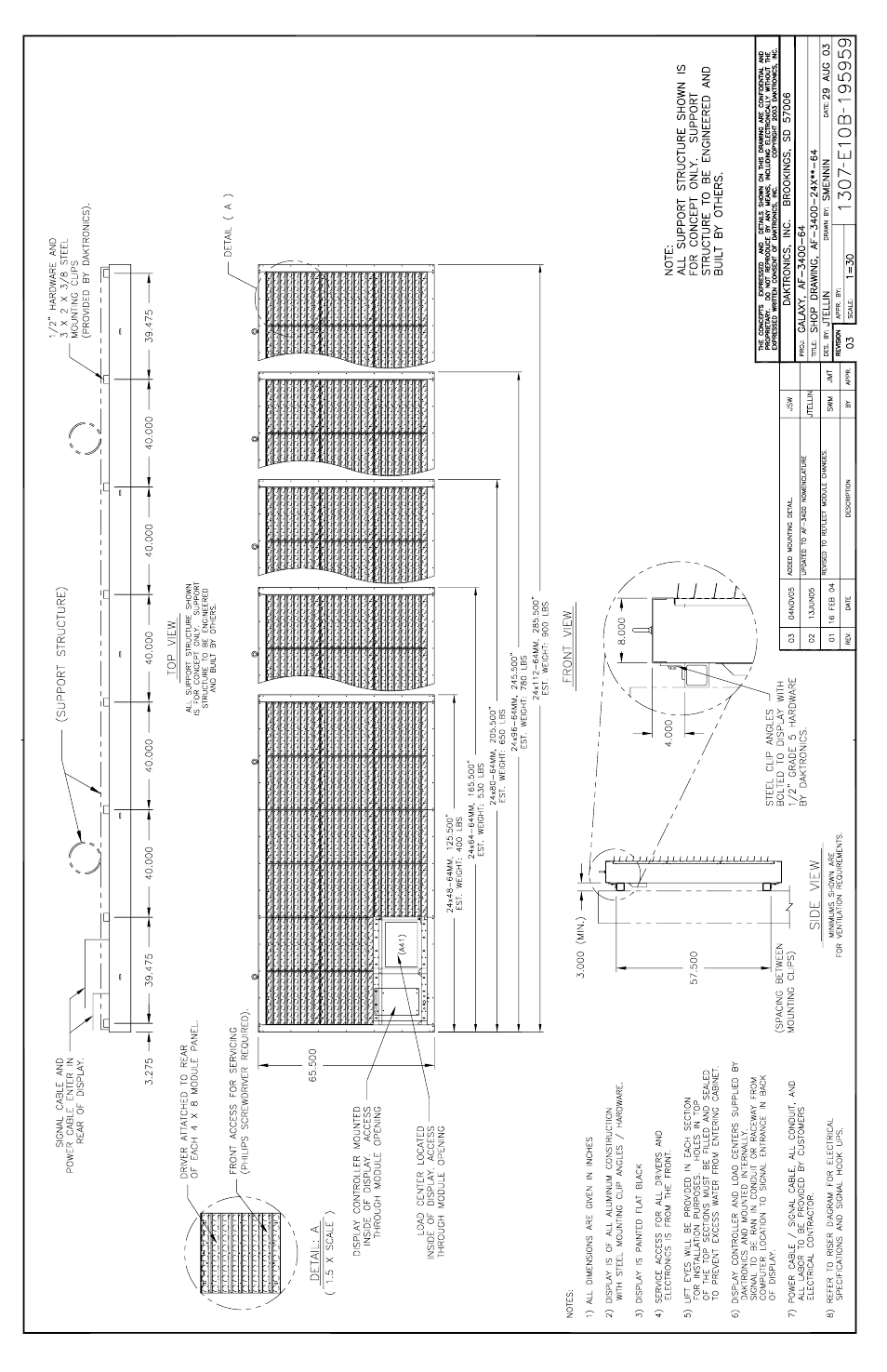 Drawing b-195959 | Daktronics AF-3400-64-R,A User Manual | Page 59 / 73